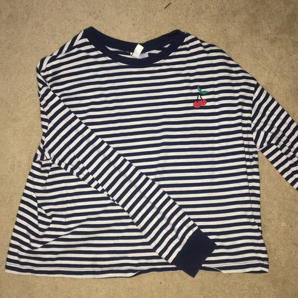DIVIDED navy and white striped long sleeve